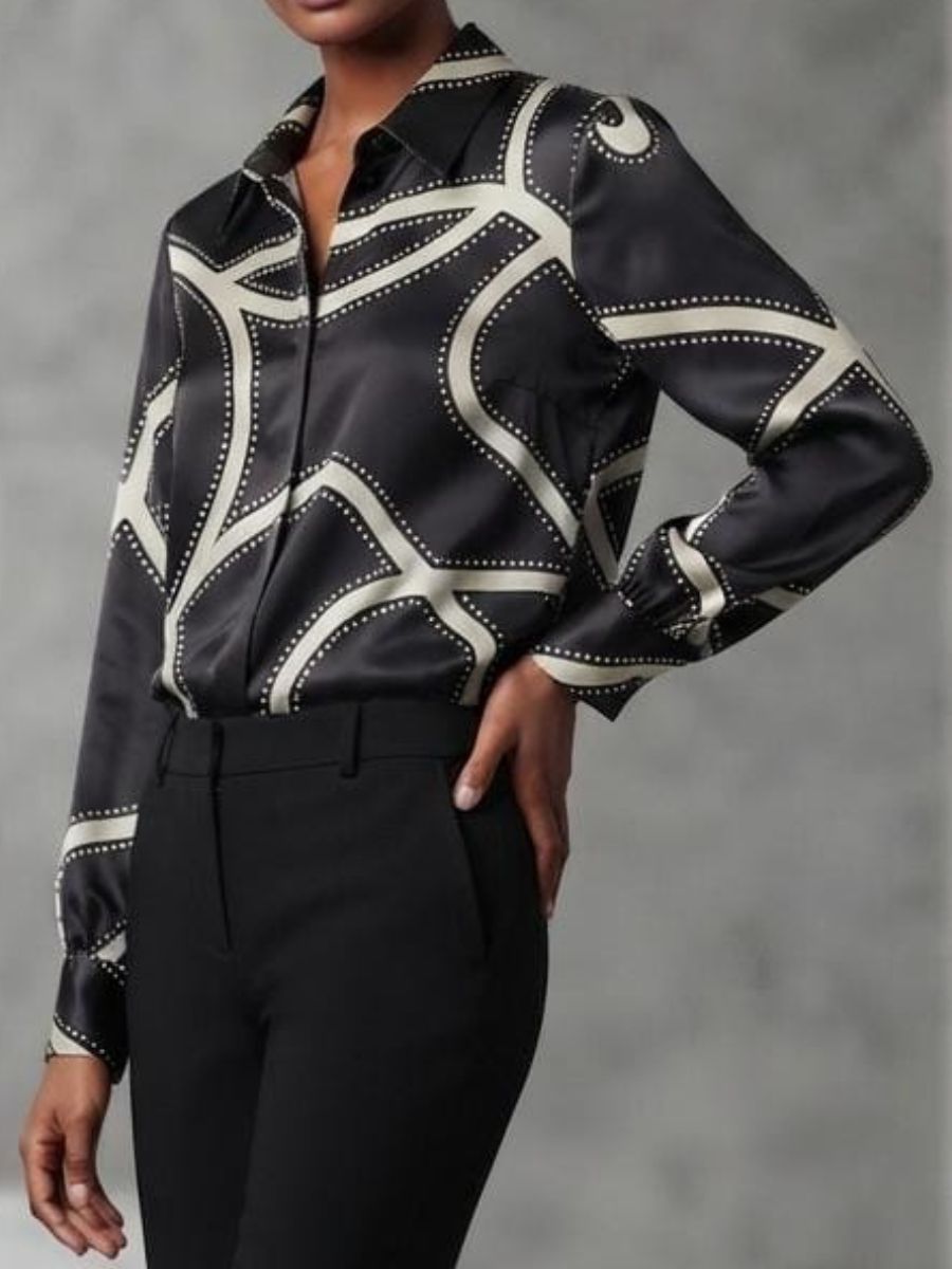 ModaFesta -black satin formal shirt